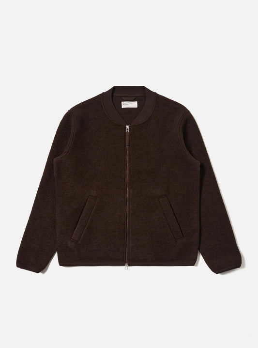 Universal Works Wool Fleece Zip Bomber Brown