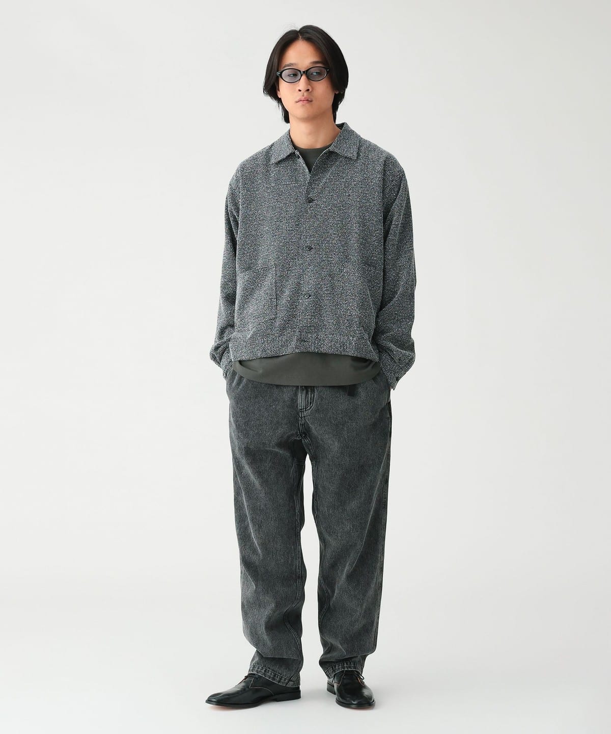 BEAMS Boucle Tweed Shirt - Black
