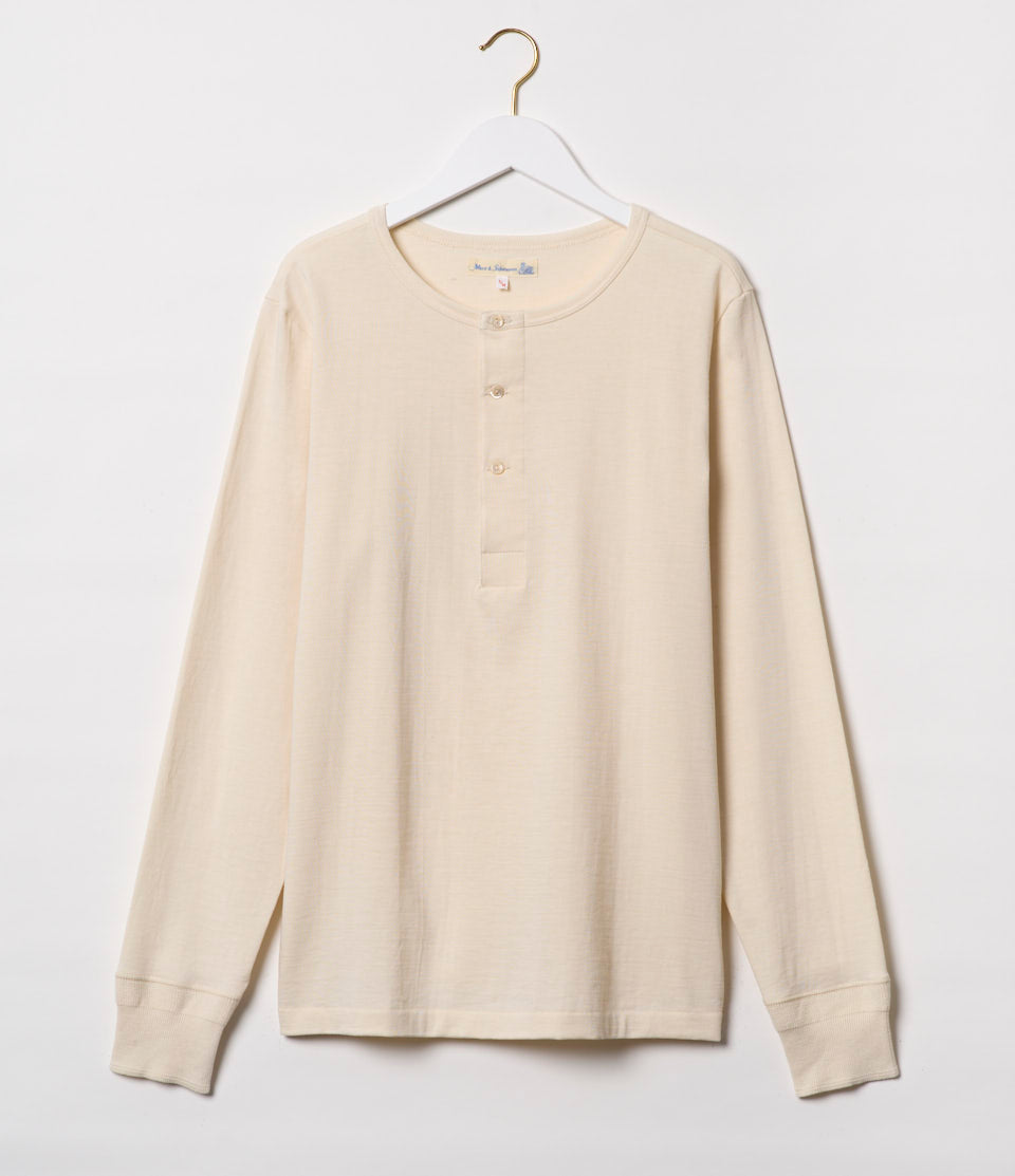 Merz b. Schwanen 206 Loopwheel Henley 7.2oz Nature