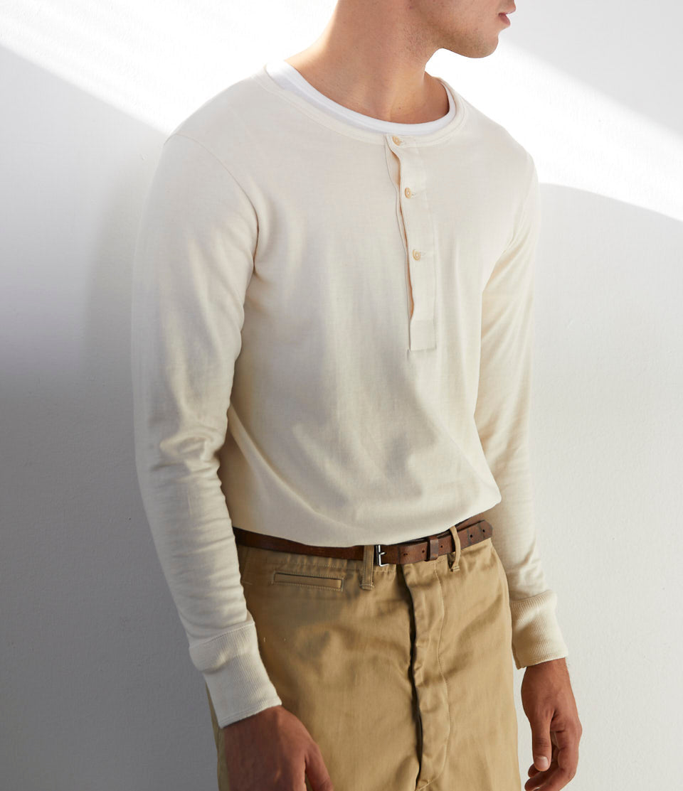 Merz b. Schwanen 206 Loopwheel Henley 7.2oz Nature