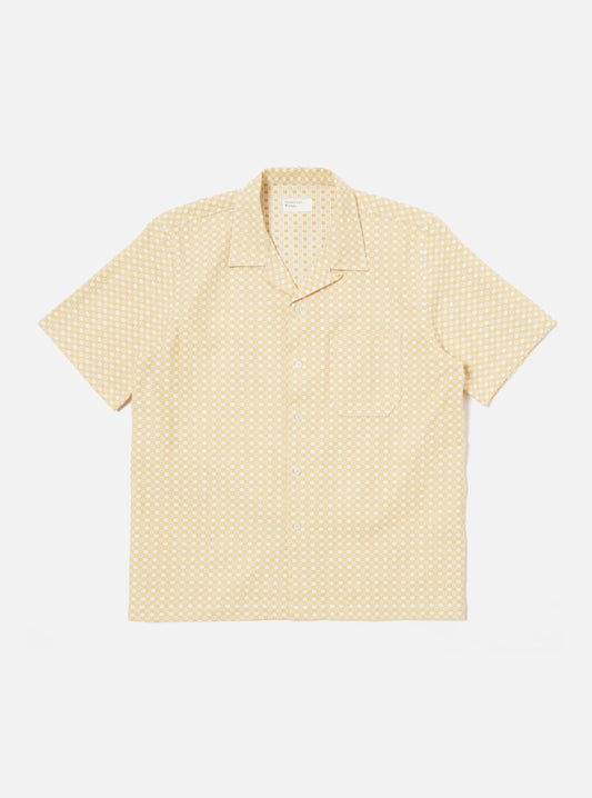 Universal Works Road Shirt In Yellow Tile 3 Cotton