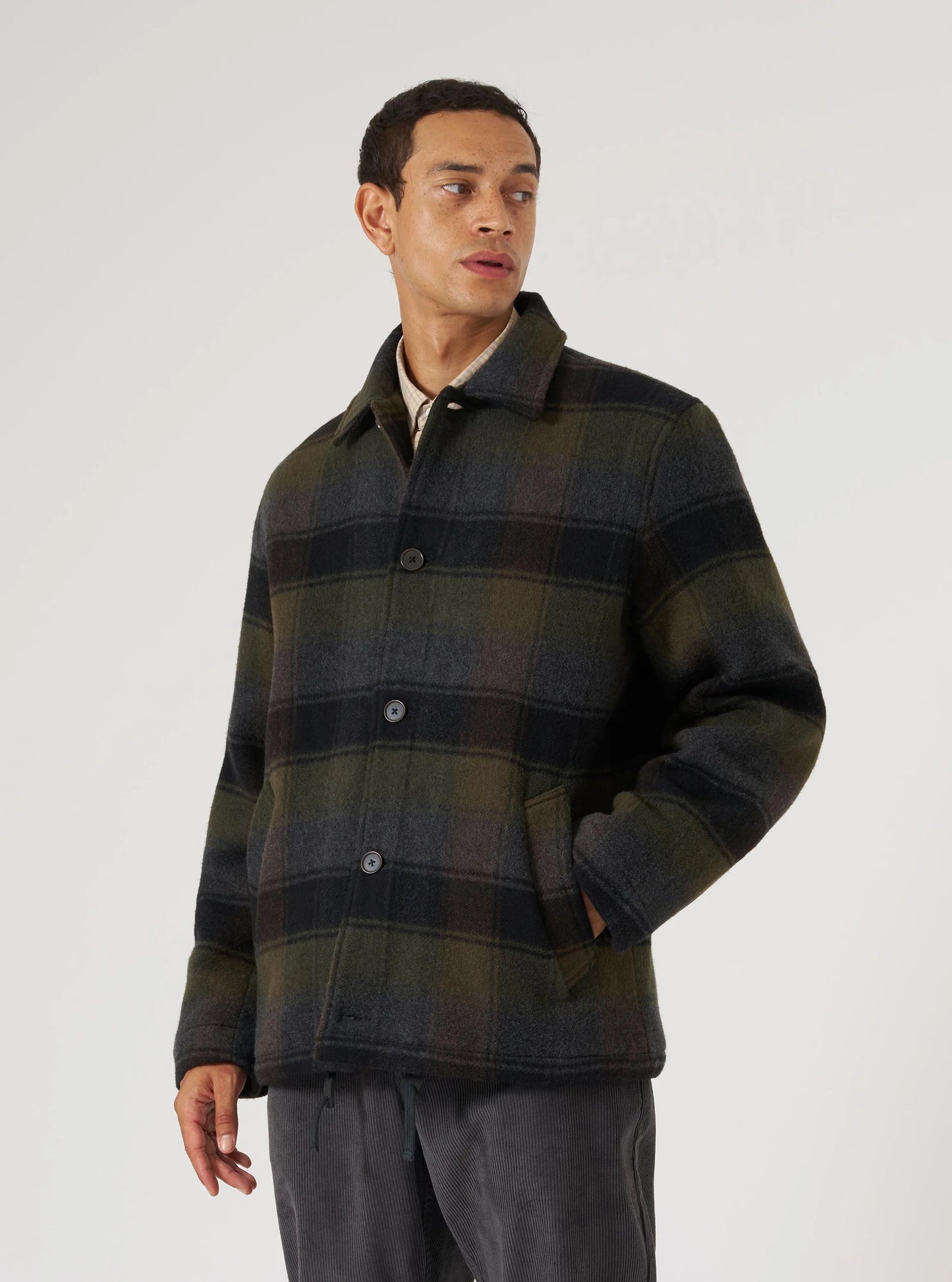 Universal Works Berlin Wool Check Wayfarer Jacket Black/Brown