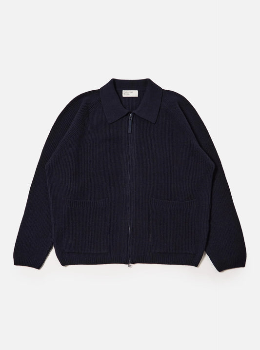 Universal Works Eco Wool Zip Cardigan Navy