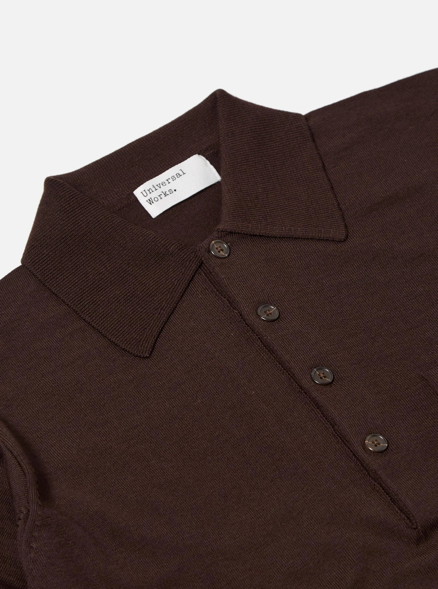 Universal Works Merino L/S Pullover Knit Shirt Brown