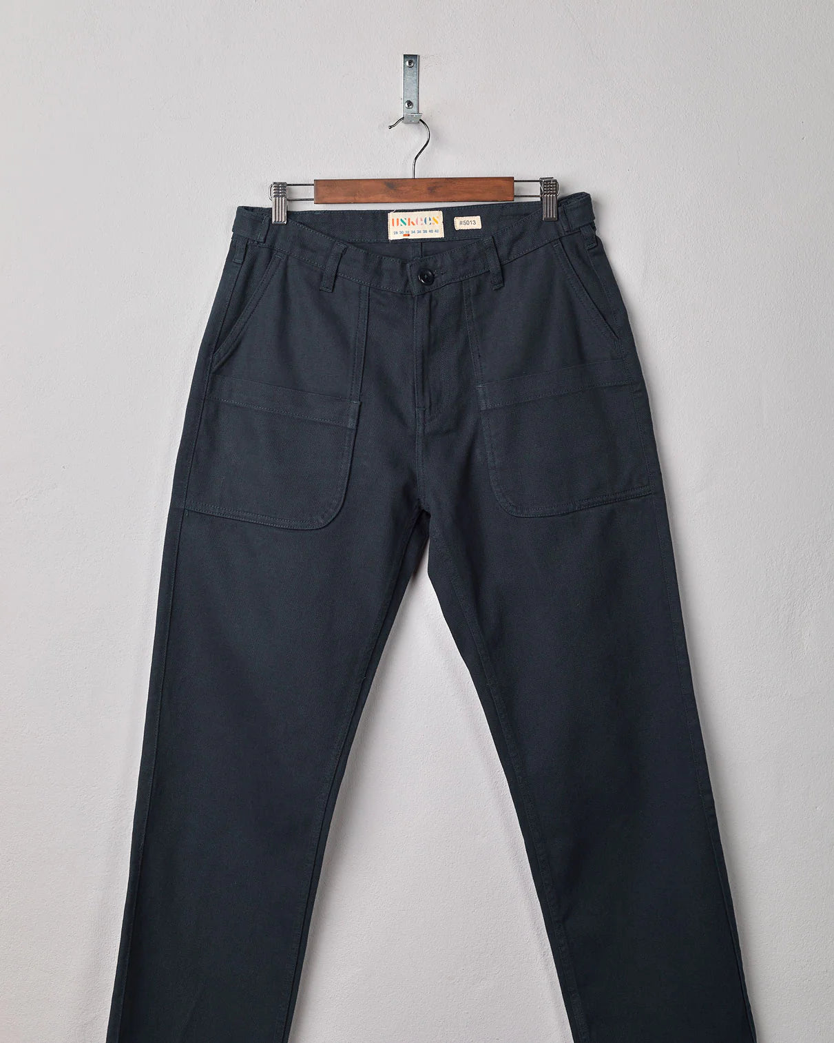 Uskees #5013 drill straight-leg pants with layered pockets - blueberry