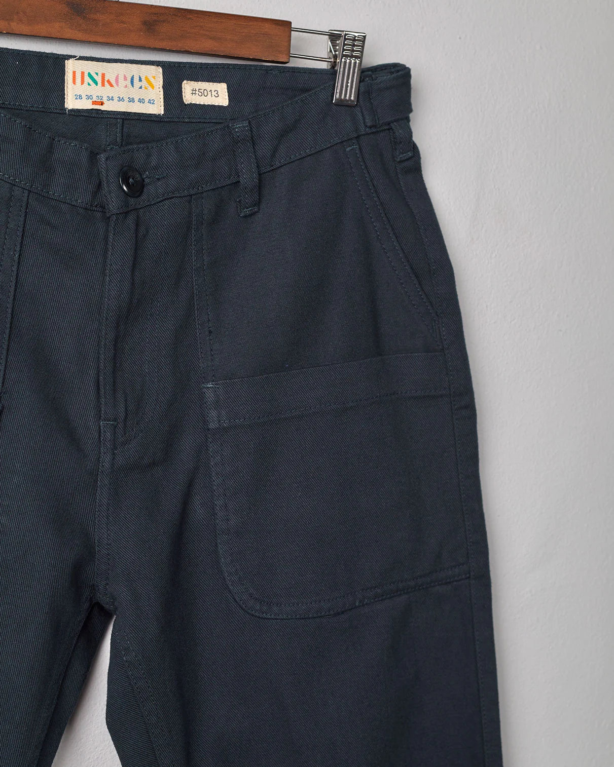 Uskees #5013 drill straight-leg pants with layered pockets - blueberry