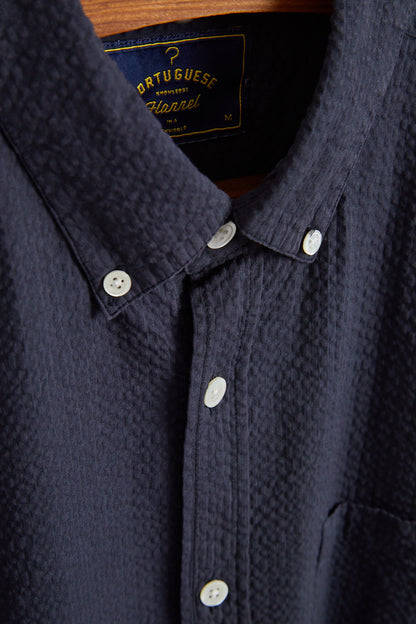 Portuguese Flannel Atlantico Seersucker Button-down Shirt Navy