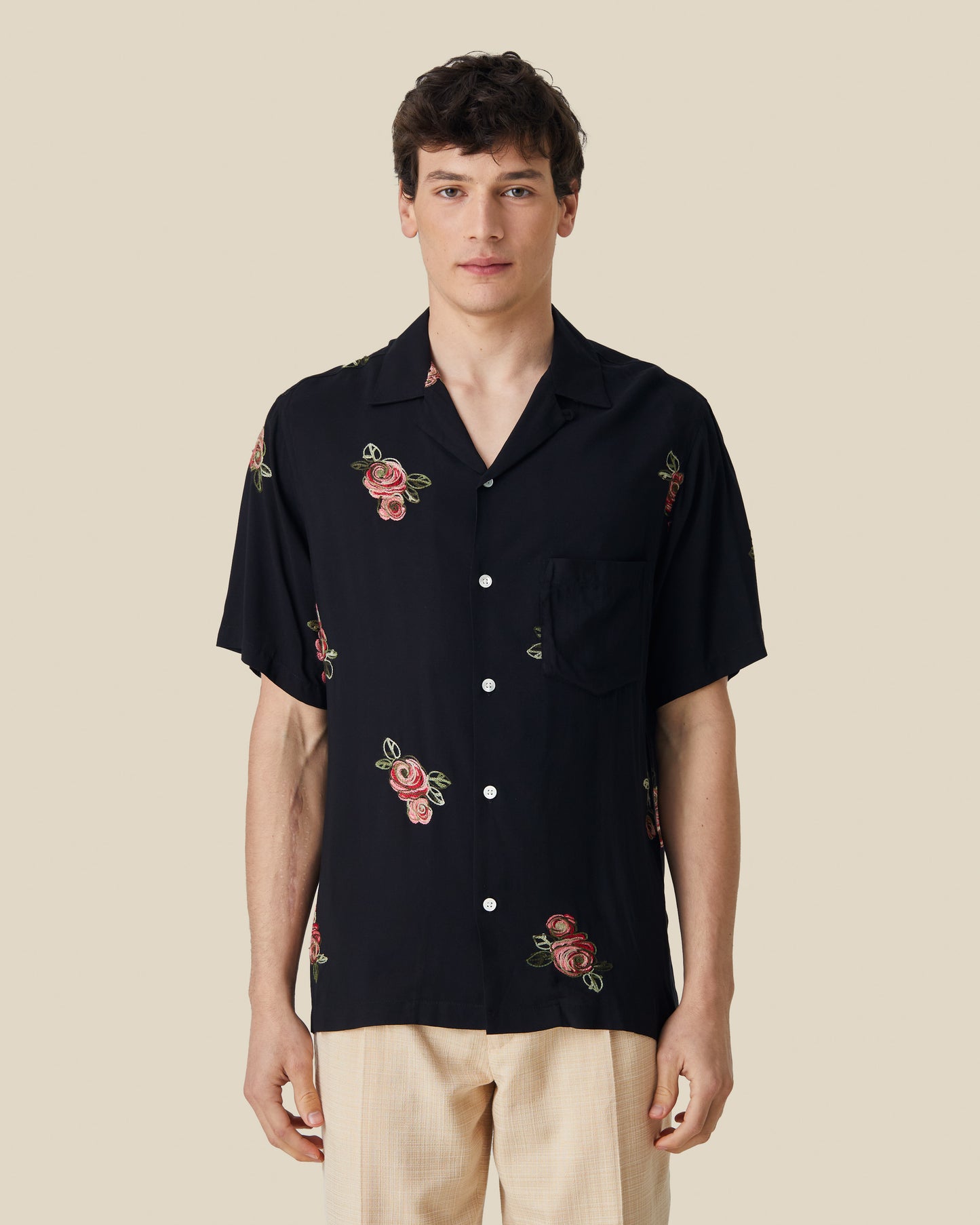 Portuguese Flannel Embroidery Roses Shirt
