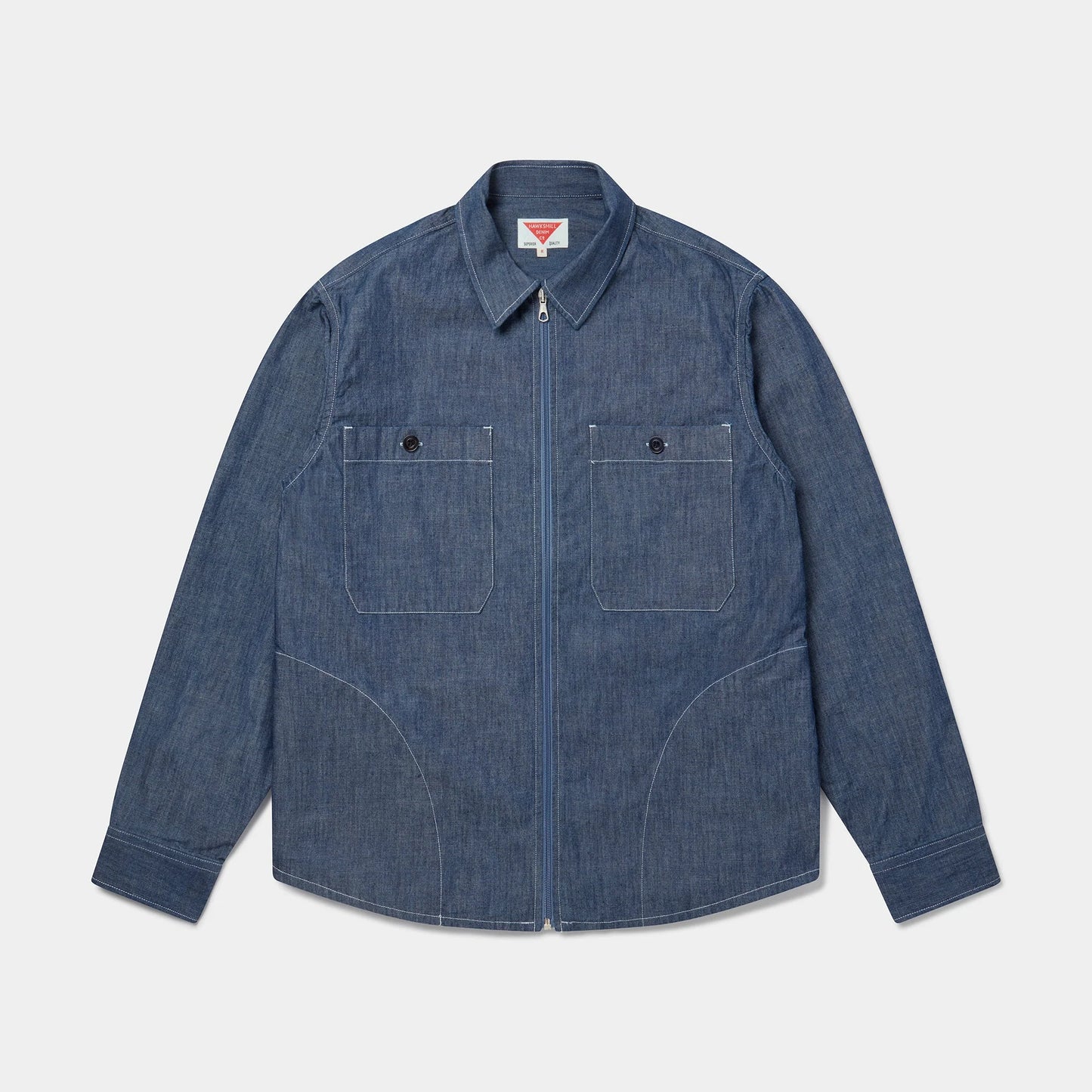 Hawksmill Zip Blouson - Italian Chambray - Rinsed Indigo