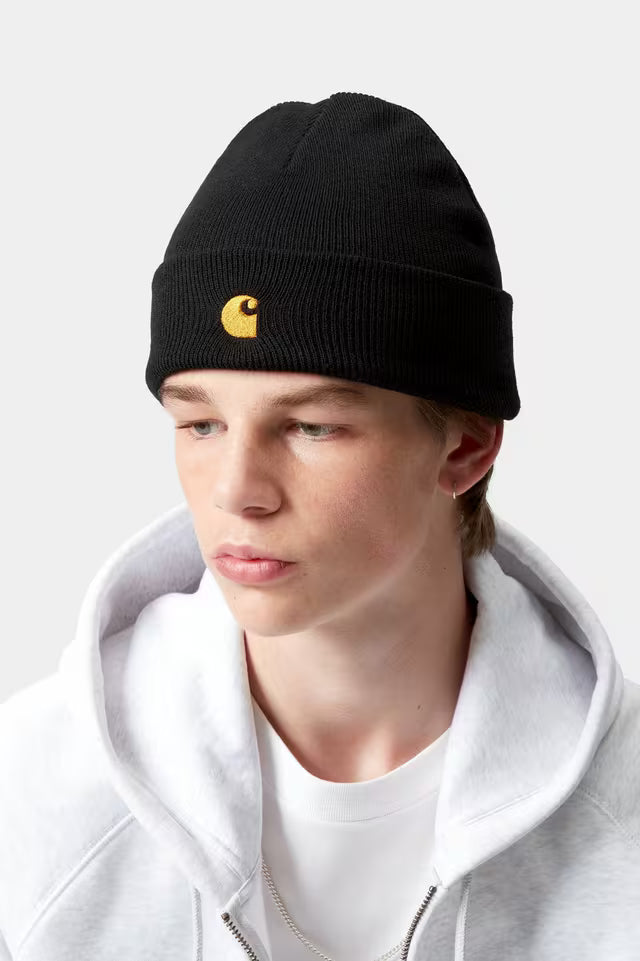 Carhartt WIP Chase Beanie Black Gold