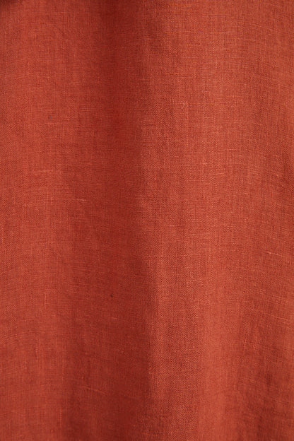Portuguese Flannel Linen Camp Collar Terracotta