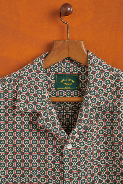 Portuguese Flannel Tile Shirt Green/Orange