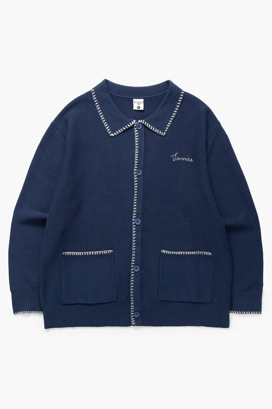 Service Works Blanket Stitch Cardigan Navy