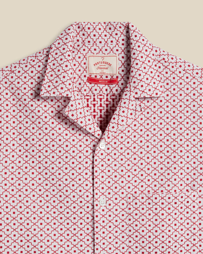 Portuguese Flannel Tile Shirt White/Red