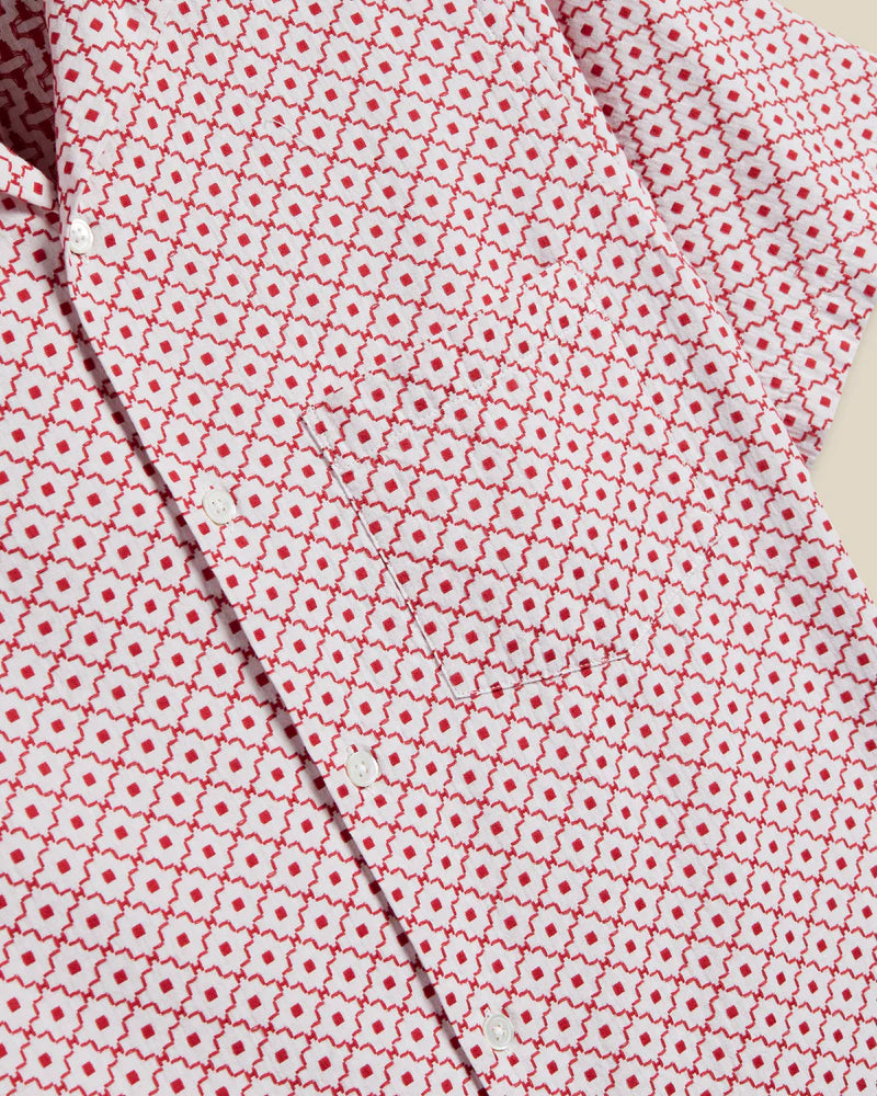 Portuguese Flannel Tile Shirt White/Red