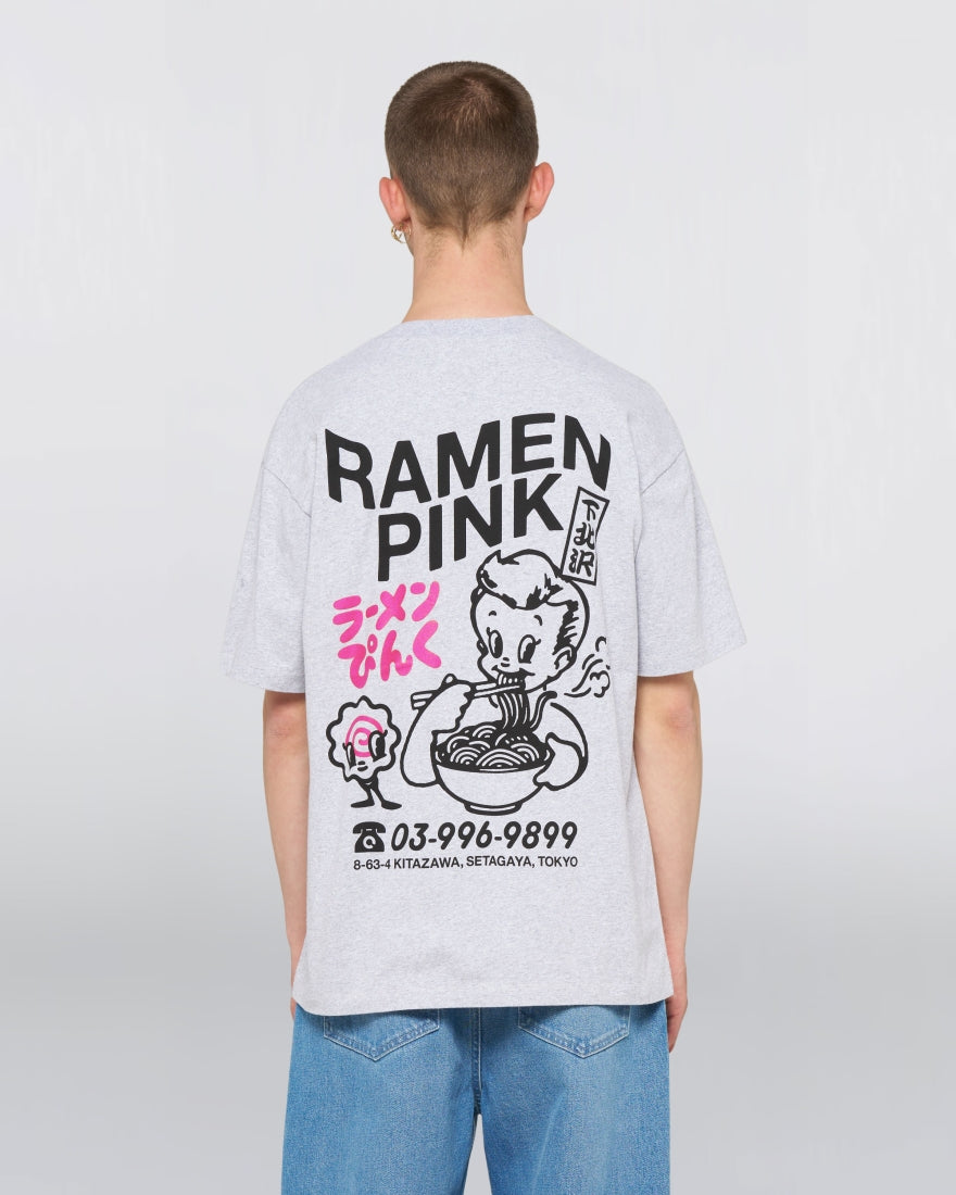 Edwin Ramen Pink T-Shirt - Grey Marl