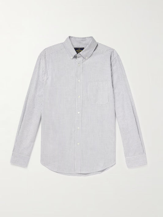 Portuguese Flannel Brushed Oxford Stripe Blue