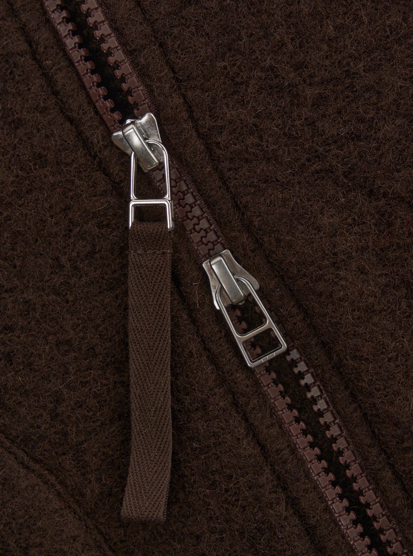 Universal Works Wool Fleece Zip Waistcoat Brown