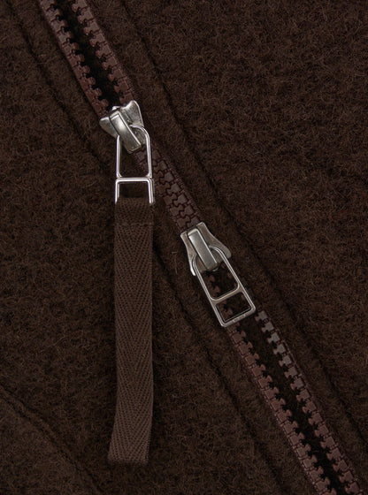 Universal Works Wool Fleece Zip Waistcoat Brown