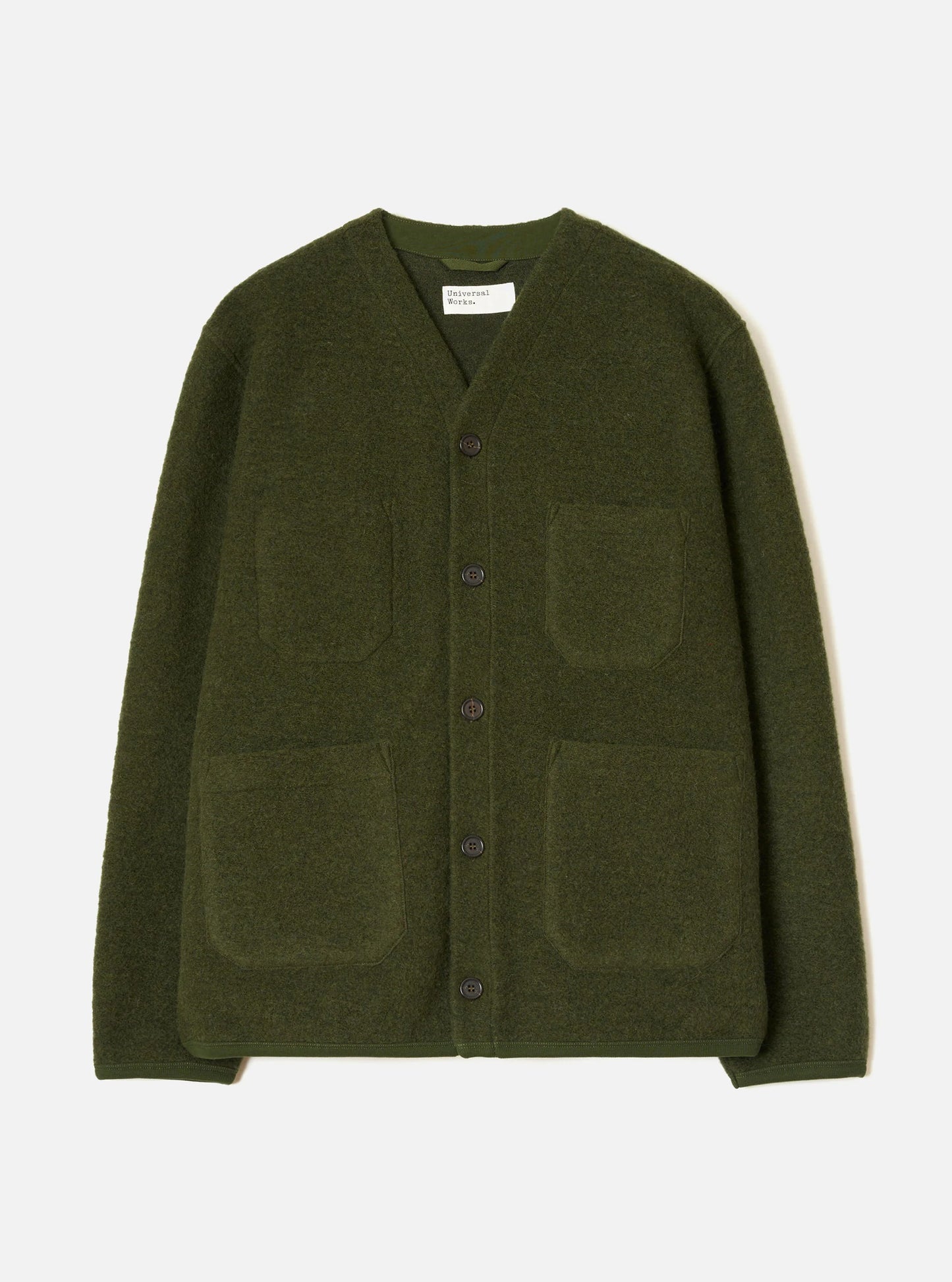 Universal Works Wool Fleece Cardigan - Olive