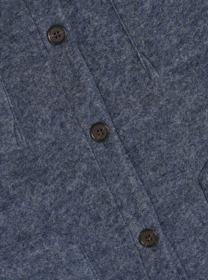 Universal Works Wool Fleece Cardigan Slate Blue