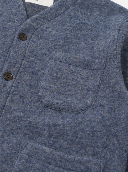 Universal Works Wool Fleece Cardigan Slate Blue