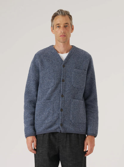 Universal Works Wool Fleece Cardigan Slate Blue