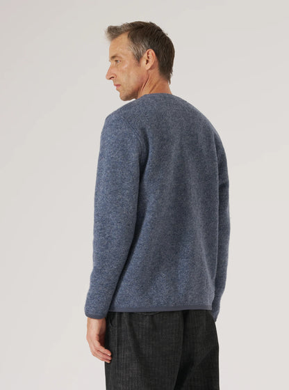 Universal Works Wool Fleece Cardigan Slate Blue