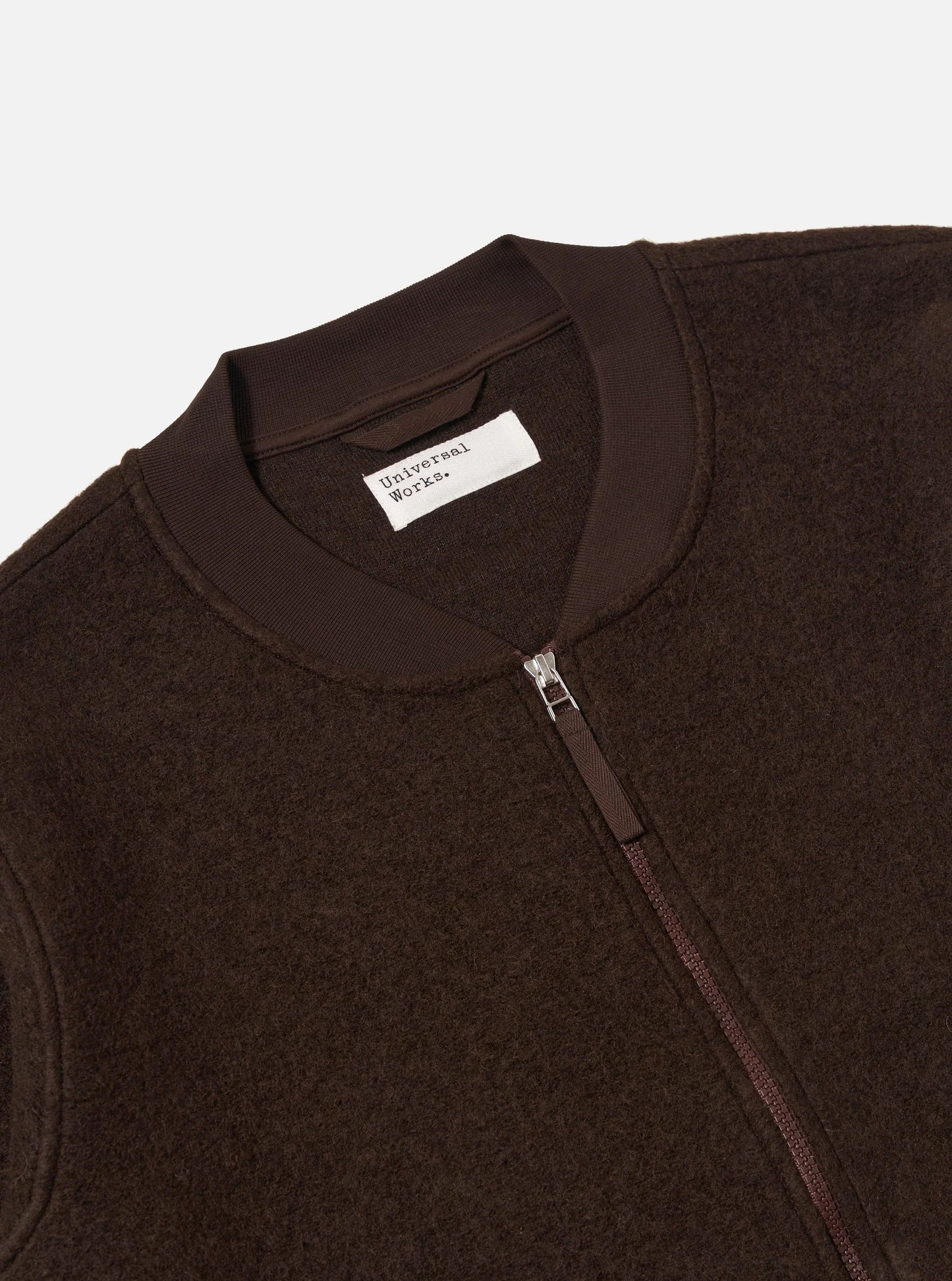 Universal Works Wool Fleece Zip Bomber Brown