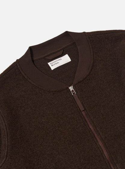 Universal Works Wool Fleece Zip Bomber Brown