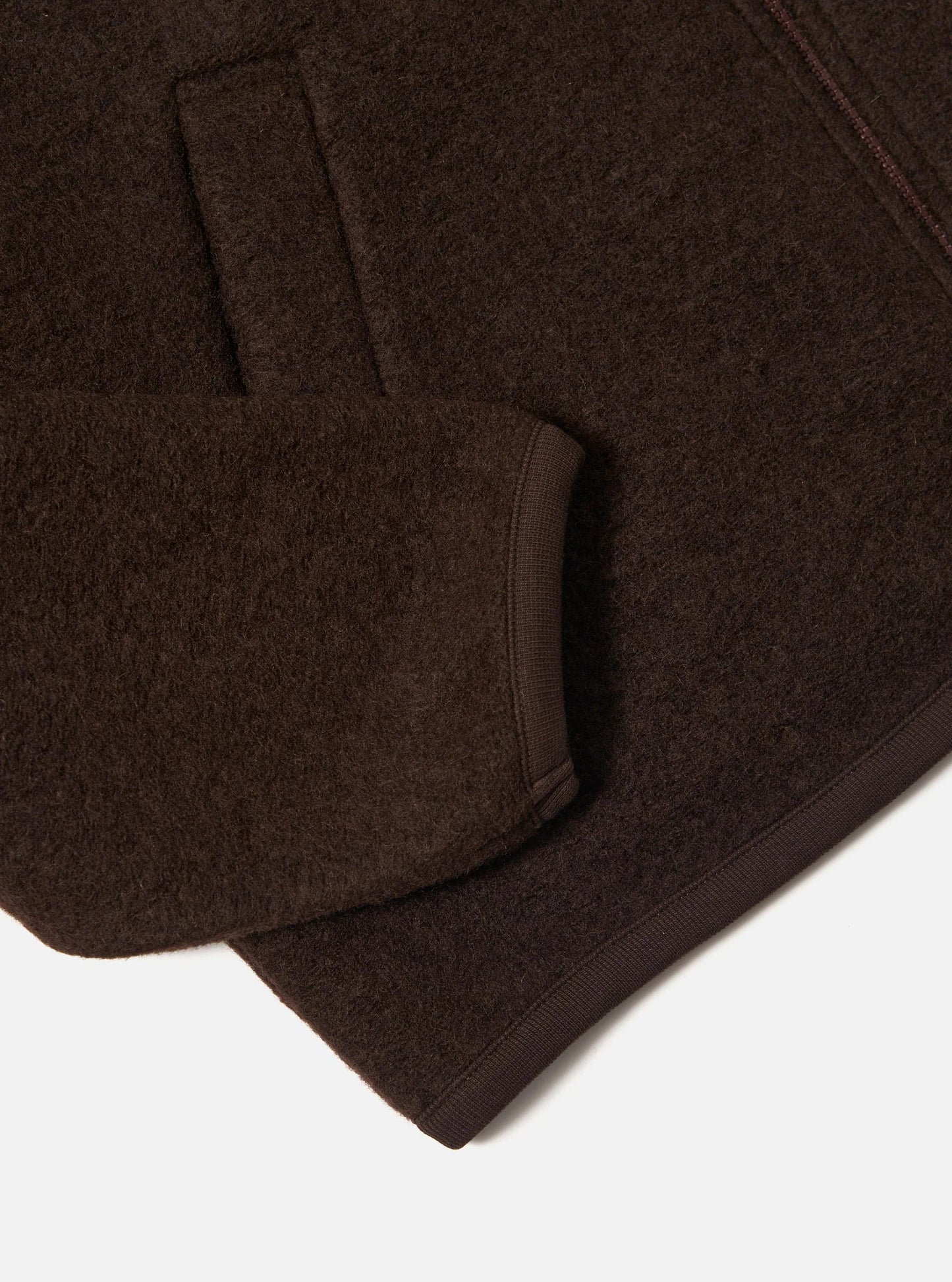 Universal Works Wool Fleece Zip Bomber Brown