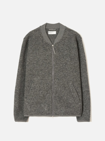 Universal Works Wool Fleece Zip Bomber - Grey Marl