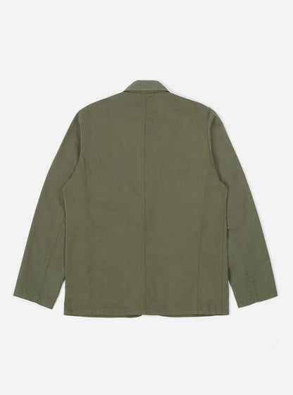 Universal Works Bakers Jacket In Light Olive Twill