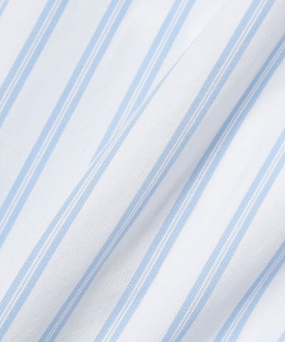 BEAMS Stripe Zip Shirt - White