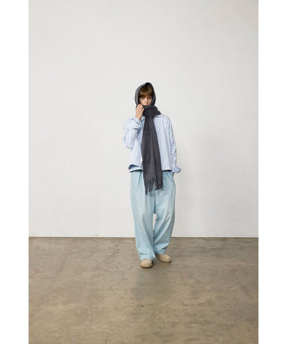 BEAMS Stripe Zip Shirt - White