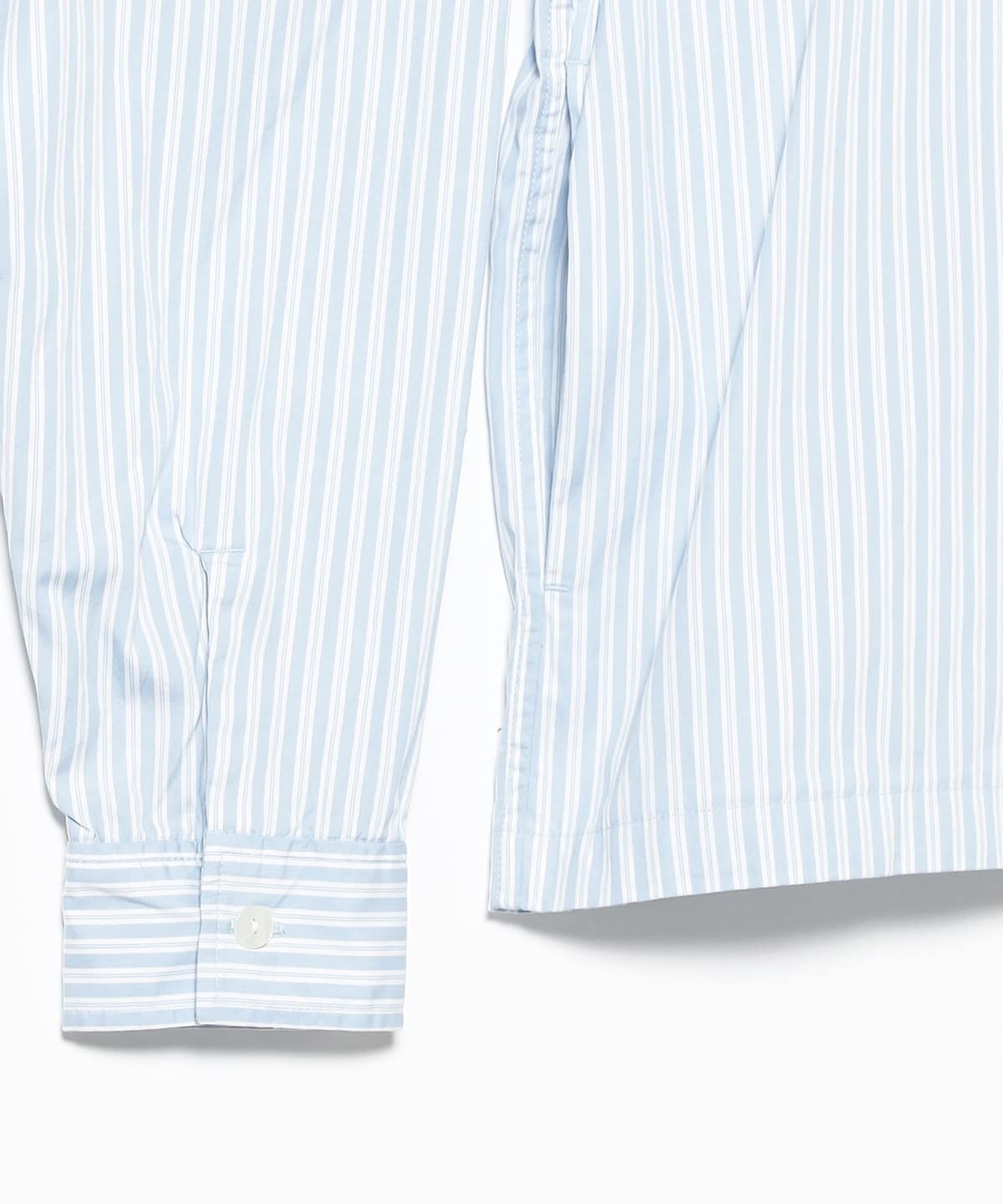 BEAMS Stripe Zip Shirt - White