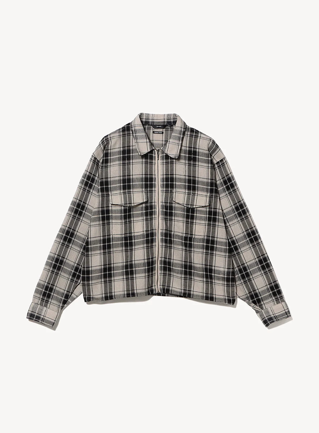 BEAMS Mesh Zip Shirt - Ivory