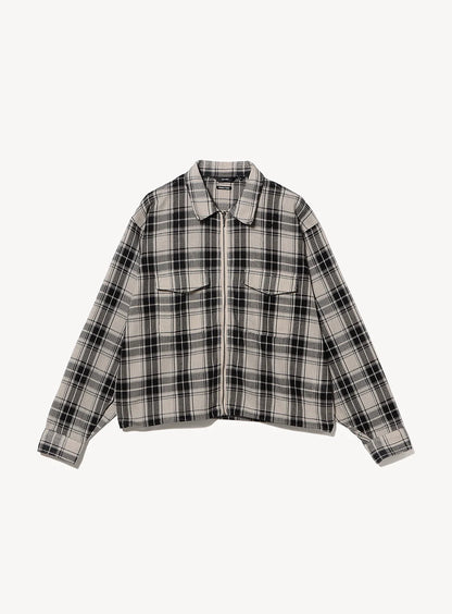 BEAMS Mesh Zip Shirt - Ivory