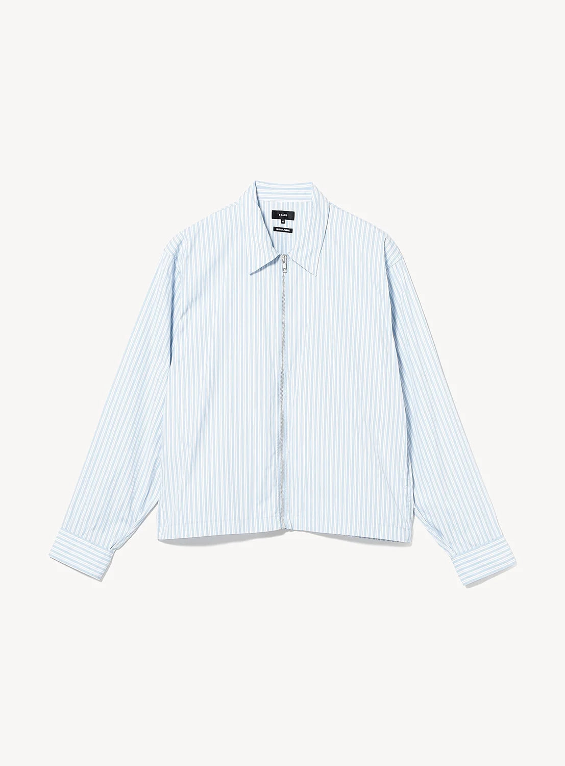 BEAMS Stripe Zip Shirt - White