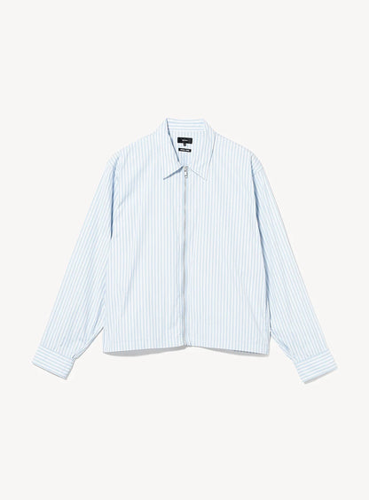 BEAMS Stripe Zip Shirt - White