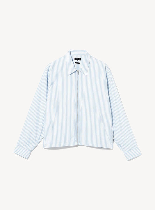 BEAMS Stripe Zip Shirt - White