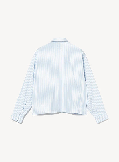 BEAMS Stripe Zip Shirt - White