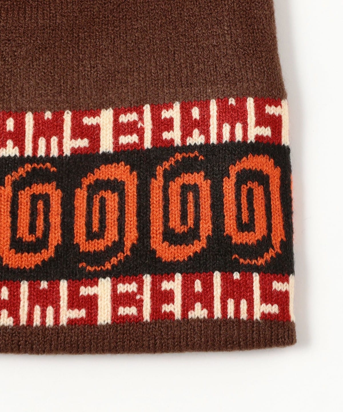 BEAMS Jacquard Single Beanie - Brown