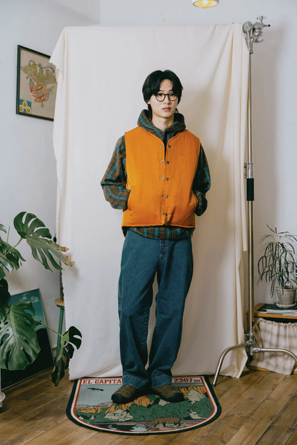 Kappy Design Reversible Nylon Check Vest - Orange