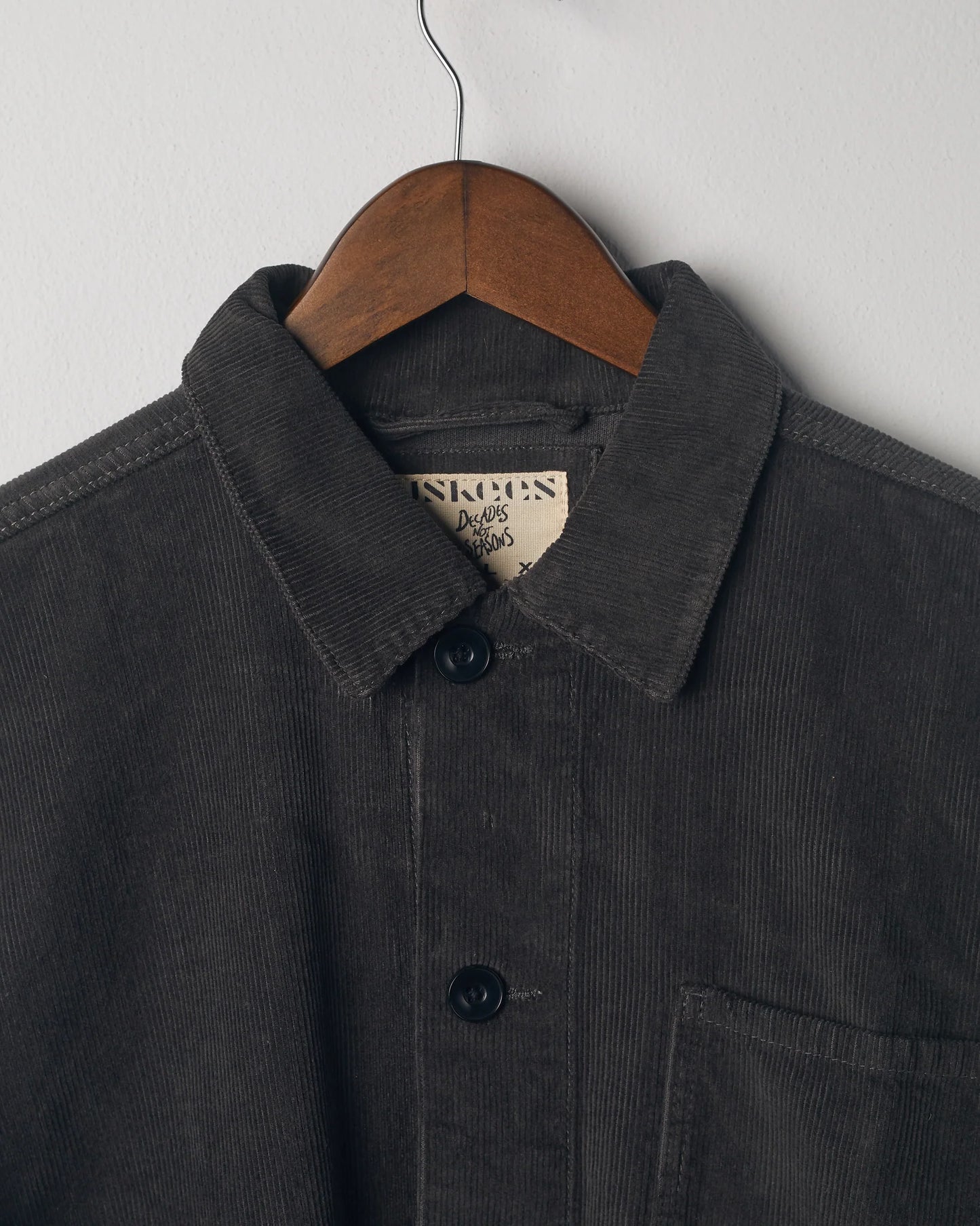Uskees  Buttoned Cord Overshirt - Faded Black #3001