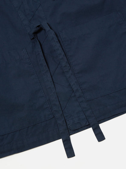 Universal Works Tie Front Jacket In Navy Organic Fine Poplin