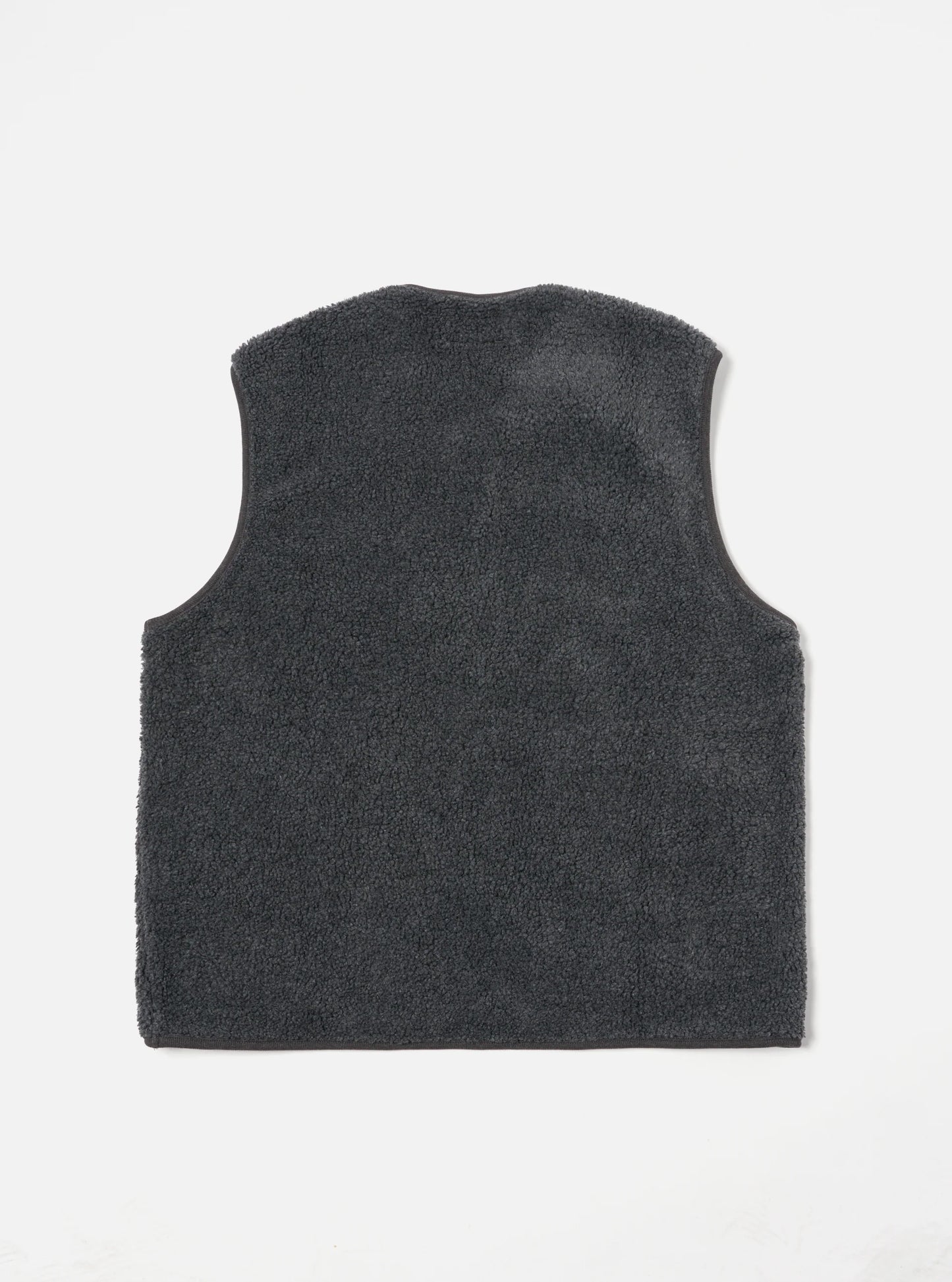 Universal Works Zip Gilet in Charcoal Mountain Fleece