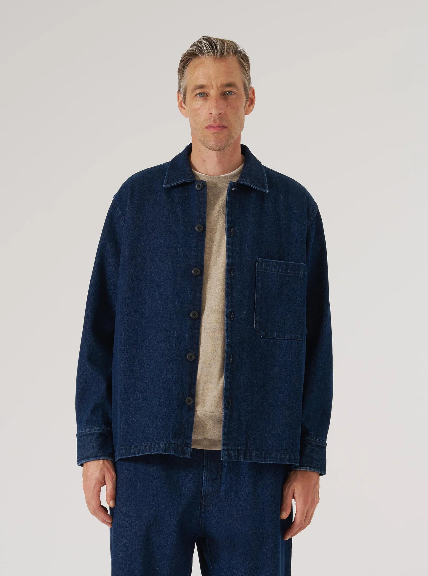 Universal Works Fatigue Shirt  - Indigo Work Denim