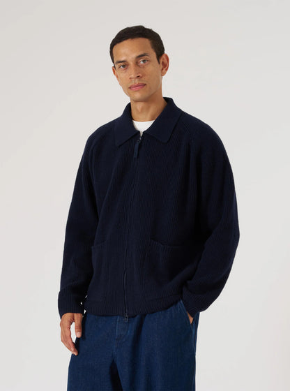 Universal Works Eco Wool Zip Cardigan Navy