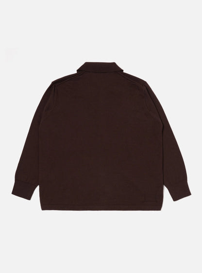 Universal Works Merino L/S Pullover Knit Shirt Brown